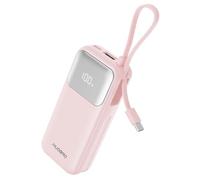 HUOBAO Power Bank 5000mAh, Power Bank Built-in USB-C Cable, Fast Charging with USB-C Input & Output, Small But Strong, External Mobile Phone Battery for iPhone 17/16/15/14/13/12, Samsung