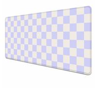 HUOCAIREN Pastel Purple Checkered Desk Mat, Aesthetic Pink Pattern Office Decor Extra Large Mouse Pad, Laptop Pad Mat, Game Mat, 35.4 x 15.7 in
