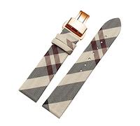HUOJUA Plaid Pattern Leather+PU Strap 12 14 16 18 20 22mm Black Brown Bracelet Compatible With BU19384 Men And Women Watch Chain(Ricewhite rosegold B,20mm)