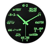 HUOMAQFAN 12Inch Glass Wall Clock for Classroom, Modern Silent Non-ticking Mathematical Decorative Mash Wall Clock, Silent Quartz Funny Math equtions Clock for Home School Office, Battery Operated