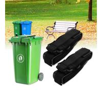HUOMAQFAN 2 Pcs Wheelie Bin Locks, Trash Can Lock for Animals, Adjustable Securing Strap Clips for 32-96 gallons, Metal Double Claw Trash Can Lock Strap Prevents Raccoon, Bear, Animals and Wind