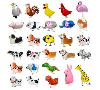HUOMAQFAN 28Pcs Set Walking Animals Balloons Pets, Air Walker Balloons, Aluminium Mylar Foil Balloon Kit for Kids Birthday Party Baby Shower Decor Children Gift