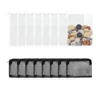 HUOMAQFAN Aquarium Filter Bags Fish Tank Media Mesh Filter Bag Reusable, Aquarium Filter Media Bags with Zipper for Activated Charcoal, Bio Filter Balls (8 pcs 15 * 20 white + 8 pcs 15 * 10 black)