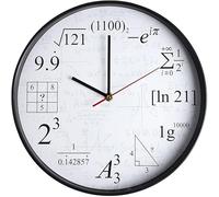HUOMAQFAN12 Inch Glass Wall Clock Decorative, Non-ticking Unique Math Wall Clock Silent Quartz Mathematical Formula Clock, Funny Hanging Maths Equation Clock for Home School Office（White）