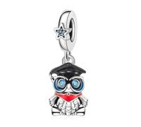 HuooNew 925 Sterling Silver Charms, Graduation Series 2025 Enamel Heart, Cap Star Charm Fit Pandora Bracelets Make DIY Jewellery Gifts for Women