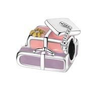 HuooNew 925 Sterling Silver Charms, Graduation Series 2025 Enamel Heart, Cap Star Charm Fit Pandora Bracelets Make DIY Jewellery Gifts for Women