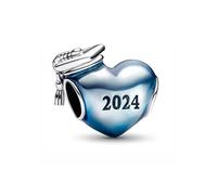 HuooNew 925 Sterling Silver Charms, Graduation Series 2025 Enamel Heart, Cap Star Charm Fit Pandora Bracelets Make DIY Jewellery Gifts for Women