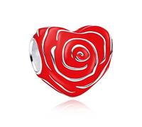 HuooNew 925 Sterling Silver Charms, Movable Toy Cube, Intertwined Rose in Blossom Heart Charm Fits Pandora Bracelets Valentine's Day Jewellery Gifts for Women