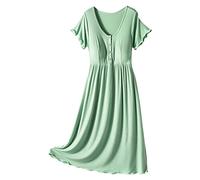 HUOQI Maternity Nightdress Night Dress Birth Nursing Nightdress Maternity Pyjamas Women Maternity Dress Soft Nightgowns Chshirt with Full Button Placket for Home and Hospital, Green, XXL
