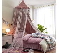 HUOQOU Bed Canopy for Girl Double Layer Princess Round Dome Children Dreaming Mosquito Net Bed Linen Girls Room Castle Play Tent Hanging House Decor Reading Corner Canopies(Bean Paste Red/White)