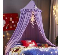 HUOQOU Bed Canopy for Girl Princess Round Dome Children Dreaming Mosquito Net Bed Linen Girls Room Castle Play Tent Hanging House Decor Reading Corner Canopy(Purple)