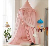 HUOQOU Bed Canopy for Girls Double Layer Princess Round Dome Children Dreaming Mosquito Net Bed Linen Girls Room Castle Play Tent Hanging House Decor Reading Corner Canopy (Pink/White)