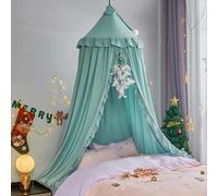 HUOQOU Bed Canopy for Girls Princess Round Dome Children Dreaming Mosquito Net Bed Linen Girls Room Castle Play Tent Hanging House Decor Reading Corner Canopy (Green)