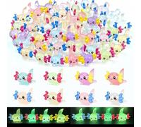 HUORV 24pcs 8 Colors Glow in the Dark Mini Resin Axolotl Figures,Miniature Landscape Aquarium Decor,Desk Car Dashboard Ornaments,Party Bag Fillers,Hide and S ame Props