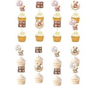 Huotflame Pack of 24 Bear Cupcake Toppers, Pink & Blue Baby Shower Cake Decoration for Gender Reveal & Birthdays, Cute Paper Muffin Decoration for Baby Shower, Christening & Children's Party