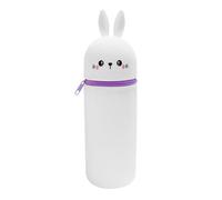 Huotflame Panda & Rabbit Silicone Pencil Case - 2-in-1 Pencil Case & Pen Holder for Kids - Kawaii Cartoon Animal Pencil Case, Stretchy and Standing, Kawaii School Gift for Girls Boys, rabbit, Cartoon
