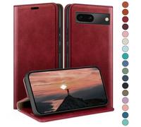 HUOUH for Google Pixel 7 5G Wallet case with RFID Blocking PU Leather,Credit Card Holder,Flip Folio Book Phone cases Shockproof Cover Women Men for Pixel 7 case Red
