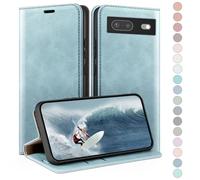 HUOUH for Google Pixel 7 5G Wallet case with RFID Blocking PU Leather,Credit Card Holder,Flip Folio Book Phone cases Shockproof Cover Women Men for Pixel 7 case Sky Blue