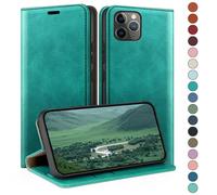 HUOUH for iPhone 11 Pro 5.8" Wallet case with RFID Blocking PU Leather,Flip Folio Book covers,Credit Card Holder Shockproof Phone case Women Men for Apple 11 Pro case Blue Green