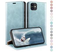 HUOUH for iPhone 12/iPhone 12 Pro 6,1" Wallet case with RFID Blocking PU Leather,Credit Card Holder,Flip Folio Book Phone cases Shockproof Cover Women Men for Apple 12 case Sky Blue