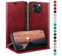 HUOUH for iPhone 13 Pro 6.1" Wallet case with RFID Blocking PU Leather,Flip Folio Book covers,Credit Card Holder Shockproof Phone case Women Men for Apple 13 Pro case Red