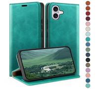 HUOUH for iPhone 16 Plus 6.7" Wallet case with RFID Blocking PU Leather,Flip Folio Book covers,Credit Card Holder Shockproof Phone case Women Men for Apple 16 Plus case Blue Green