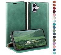 HUOUH for iPhone 16 Plus 6.7" Wallet case with RFID Blocking PU Leather,Flip Folio Book covers,Credit Card Holder Shockproof Phone case Women Men for Apple 16 Plus case Sea Green