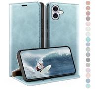 HUOUH for iPhone 16 Plus 6.7" Wallet case with RFID Blocking PU Leather,Flip Folio Book covers,Credit Card Holder Shockproof Phone case Women Men for Apple 16 Plus case Sky Blue