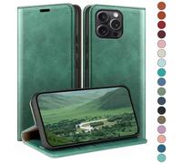HUOUH for iPhone 16 Pro 6.3" Wallet case with RFID Blocking PU Leather,Flip Folio Book covers,Credit Card Holder Shockproof Phone case Women Men for Apple 16 Pro case Sea Green