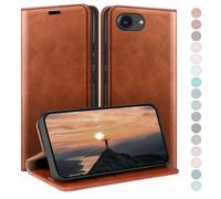 HUOUH for iPhone 16e 6.1" Wallet case with RFID Blocking PU Leather,Flip Folio Book covers,Credit Card Holder Shockproof Phone case Women Men for Apple 16e case Light Brown