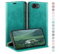 HUOUH for iPhone 16e/iPhone 17e 6.1" Wallet case with RFID Blocking PU Leather,Flip Folio Book covers,Credit Card Holder Shockproof Phone case Women Men for Apple 16e case Blue Green