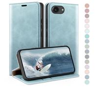 HUOUH for iPhone 16e/iPhone 17e 6.1" Wallet case with RFID Blocking PU Leather,Flip Folio Book covers,Credit Card Holder Shockproof Phone case Women Men for Apple 16e case Sky Blue