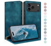 HUOUH for iPhone 17 Pro 6.3" Wallet case with RFID Blocking PU Leather,Flip Folio Book covers,Credit Card Holder Shockproof Phone case Women Men for Apple 17 Pro case Teal