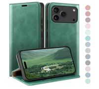 HUOUH for iPhone 17 Pro 6.3" Wallet case with RFID Blocking PU Leather,Flip Folio Book covers,Credit Card Holder Shockproof Phone case Women Men for Apple 17 Pro case Sea Green