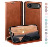 HUOUH for iPhone Air 6.5" Wallet case with RFID Blocking PU Leather,Flip Folio Book covers,Credit Card Holder Shockproof Phone case Women Men for Apple iPhone 17 Air case Light Brown
