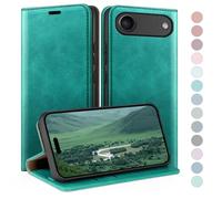 HUOUH for iPhone Air 6.5" Wallet case with RFID Blocking PU Leather,Flip Folio Book covers,Credit Card Holder Shockproof Phone case Women Men for Apple iPhone 17 Air case Blue Green