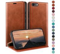 HUOUH for iPhone SE 2022/7/8/SE 2020 4,7" Wallet case with RFID Blocking PU Leather,Credit Card Holder,Flip Folio Book Phone cases Shockproof Cover Women Men for Apple 7 Light Brown