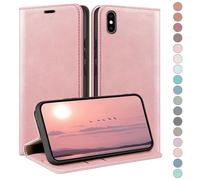 HUOUH for iPhone X/XS 5,8" Wallet case with RFID Blocking PU Leather,Credit Card Holder,Flip Folio Book Phone cases Shockproof Cover Women Men for Apple X/XS case Pink