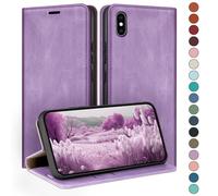 HUOUH for iPhone X/XS 5,8" Wallet case with RFID Blocking PU Leather,Credit Card Holder,Flip Folio Book Phone cases Shockproof Cover Women Men for Apple X/XS case Light Purple