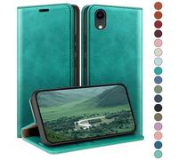 HUOUH for iPhone XR 6,1" Wallet case with RFID Blocking PU Leather,Credit Card Holder,Flip Folio Book Phone cases Shockproof Cover Women Men for Apple XR case Blue Green