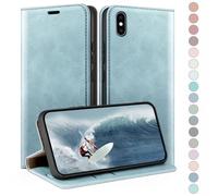 HUOUH for iPhone XS Max 6,5" Wallet case with RFID Blocking PU Leather,Credit Card Holder,Flip Folio Book Phone cases Shockproof Cover Women Men for Apple XS Max case Sky Blue