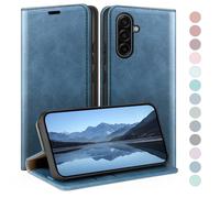 HUOUH for Samsung Galaxy A17 Wallet case with RFID Blocking PU Leather,Flip Folio Book covers,Credit Card Holder Shockproof Phone case Women Men for Samsung A17 case Bright Blue
