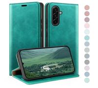 HUOUH for Samsung Galaxy A17 Wallet case with RFID Blocking PU Leather,Flip Folio Book covers,Credit Card Holder Shockproof Phone case Women Men for Samsung A17 case Blue Green