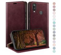 HUOUH for Samsung Galaxy A20e Wallet case with RFID Blocking PU Leather,Flip Folio Book covers,Credit Card Holder Shockproof Phone case Women Men for Samsung A20e case Wine Red