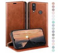 HUOUH for Samsung Galaxy A20e Wallet case with RFID Blocking PU Leather,Flip Folio Book covers,Credit Card Holder Shockproof Phone case Women Men for Samsung A20e case Light Brown