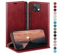 HUOUH for Samsung Galaxy A22 5G Wallet Case with RFID Blocking PU Leather, Synthetic Pocket Cards Phone Cases Shockproof Cover with Slots for Samsung A22 Case Red