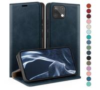 HUOUH for Samsung Galaxy A22 5G Wallet Case with RFID Blocking PU Leather, Synthetic Pocket Cards Phone Cases Shockproof Cover with Slots for Samsung A22 Dark Blue