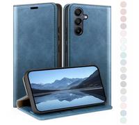 HUOUH for Samsung Galaxy A25 Wallet case with RFID Blocking PU Leather,Flip Folio Book covers,Credit Card Holder Shockproof Phone case Women Men for Samsung A25 case Bright Blue