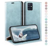 HUOUH for Samsung Galaxy A51 4G Wallet case with RFID Blocking PU Leather,Credit Card Holder,Flip Folio Book Phone cases Shockproof Cover Women Men for Samsung A51 case Sky Blue
