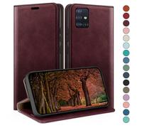 HUOUH for Samsung Galaxy A51 4G Wallet case with RFID Blocking PU Leather,Credit Card Holder,Flip Folio Book Phone cases Shockproof Cover Women Men for Samsung A51 case Wine Red